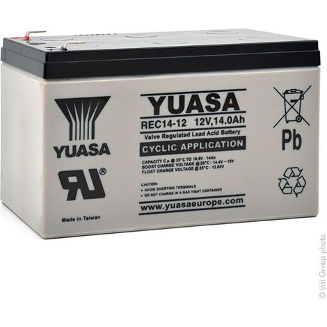 Yuasa - Batterie plomb AGM YUASA REC14-12 12V 14Ah F6.35