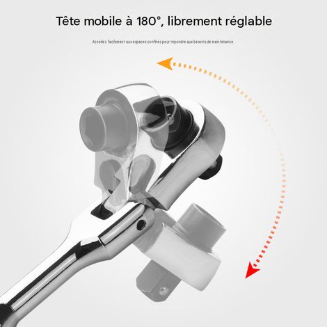 Clé à cliquet 2 en 1 avec tête réglable, petite clé à cliquet, clé à douille et petite clé rotative (1/5)