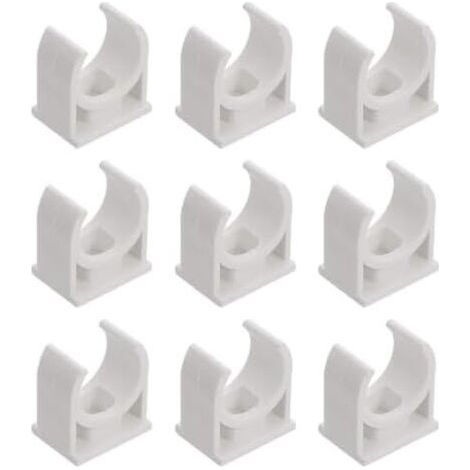 Colliers en PVC Blanc 40 MM, Lot de 100, Crochet U et Support pour Tubes Métalliques, Fixation Tuyaux d'Eau Accessoires Plomberie --Chrom (1/5)
