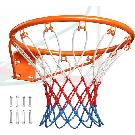 Acier au Carbone Robuste et Stable Panier de Basket Mural 483 mm Cerceau avec Filet pour Entraînement Intérieur et Extérieur (1/5)