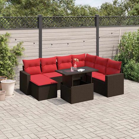 vidaXL Set Divani da Giardino 8 pz con Cuscini Marrone in Polyrattan (1/5)