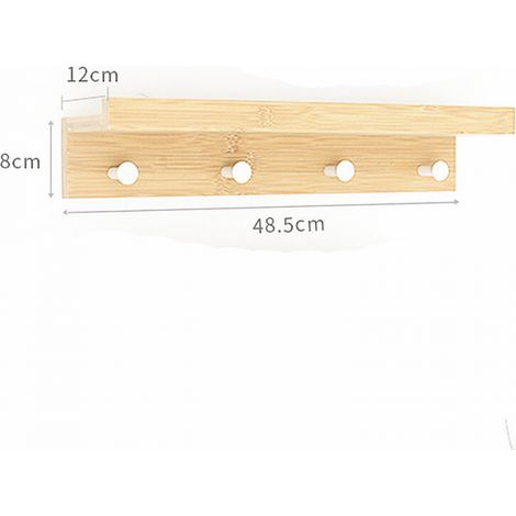 Wall Mounted Coat Rack, Wall Mounted Coat Rack with Floating Shelf Wall Mounted Key Hooks Mail Holder Organizer for Entryway, Kitchen, Bathroom, Living Room (1/5)