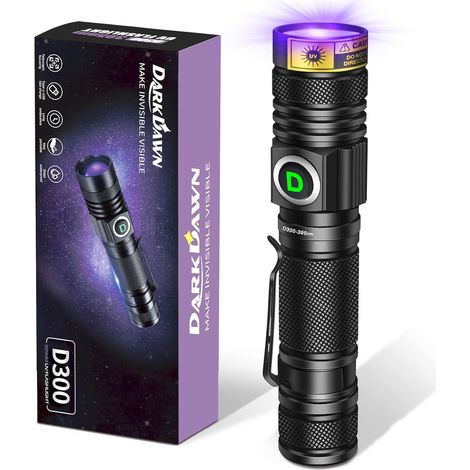 Lampe Torches UV 395nm, USB Rechargeable Lampes de Wood Ultraviolet LED Lumière Noire, Mini-détecteur puissant pour les taches, urine de chien, uv Résine Epoxy, Ambre, Fluorescent, 400nm (1/5)