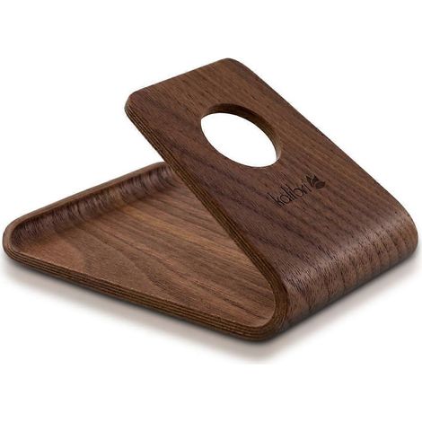 Support de téléphone en bois - Support universel pour smartphone et tablette en bois de bouleau (bois de noyer brun foncé) (1/4)