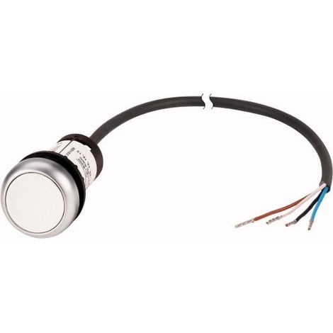 Bouton-poussoir RMQ Compact blanc plat à rappel 1o/0f extrémité ouverte câble noir 3 5 m. EATON C22-D-W-K10-P65