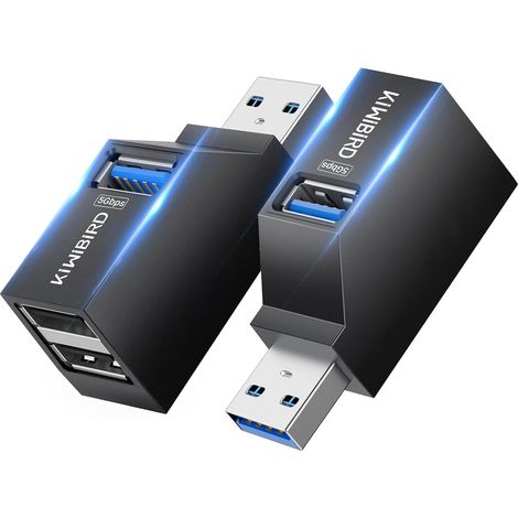 KiWiBiRD Double USB, doubleur USB Mini Hub USB 3 Ports, Adaptateur Double multiprise (1x USB3.0 2X USB2.0) Lot de 2, Compatible avec PC Ordinateur Portable Mac imprimante Clavier couris Casque (1/5)