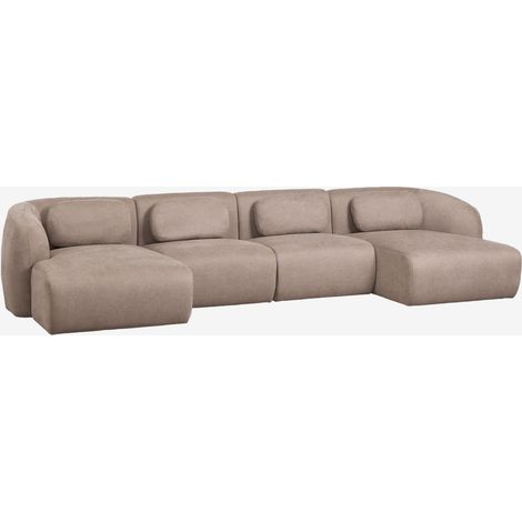 SKLUM Modulares Sofa mit doppelter Chaiselongue aus 4 Teilen in Chenille Coquette (1/5)