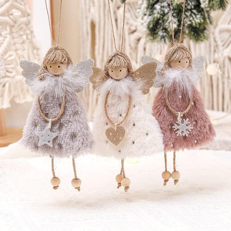 3 Pieces Christmas Tree Ornaments, Christmas Angel Christmas Tree Hangers, Christmas Decoration Plush Angel Hanging Christmas Tree Dange Doll Pendant (1/5)