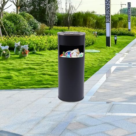 Posacenere da terra per uso interno/esterno - 15 L - Cestino in acciaio inox rimovibile - 25 x 62 cm - Nero