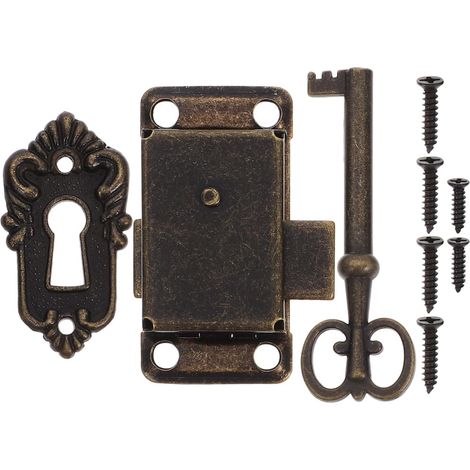 Serrure De Meuble Ancienne À Clé Kit De Verrouillage Vintage Pour Tiroir Armoire Et Boîte À Bijoux Installation Facile 5.30 X 3.50 X 1.00 Cm (1/5)