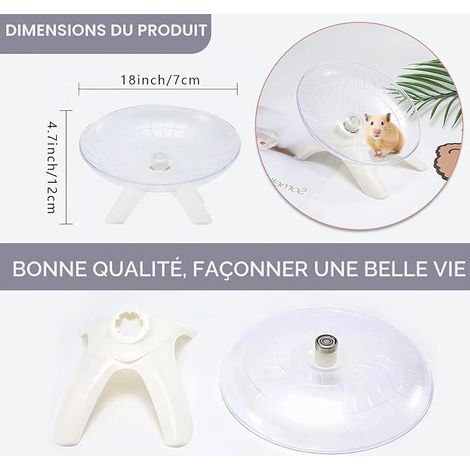 Roue tournante silencieuse de 18 cm avec support réglable pour hamster syrien nain en cage gerbilles et autres petits animaux (1/4)