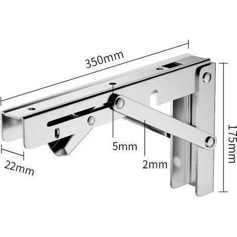 Support mural pliable (14 pouces - Inox) - Lot de 2 supports pour étagère, table ou bureau. Étagère triangulaire flottante robuste et peu encombrante. (1/5)