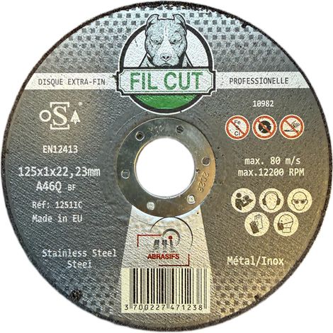 DISQUE A TRONCONNER EXTRA FIN METAL/INOX 125X1X22 FIL CUT