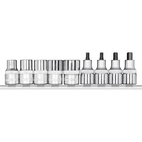 Gedore Red R68008009 1/2" Drive Screwdriver Bit Sockets 9 Pieces With Rail