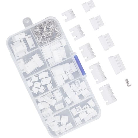 Kit 230 pièces Connecteurs JST XH2.54mm – Coque plastique, contacts laiton, mâles et femelles, boîtiers 2P 3P 4P 5P pour câblage électronique. (1/5)