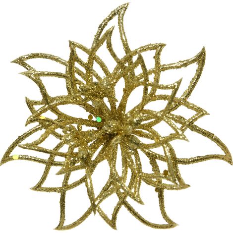 STELLA DI NATALE DECORATIVA CON CLIP GLITTERATA 14X5CM ORO