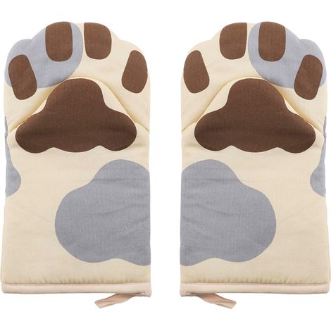 Hitzebeständige Ofenhandschuhe mit Katzenpfotenabdruck für Mikrowellenherde (1/5)