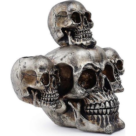 1 unidad de adorno de cabeza de calavera de resina, modelo creativo y decorativo para candelabro de Halloween con forma de esqueleto. (1/3)