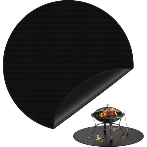 Grille Barbecue Tapis Sol, Brasero Exterieur Tapis Barbecue, Noir Tapies Barbecues Sol Exterieur, Étanche Tapi Barbecues Sols, Rond Tapi pour Protection des Cheminées Foyers Pelouses (1/5)