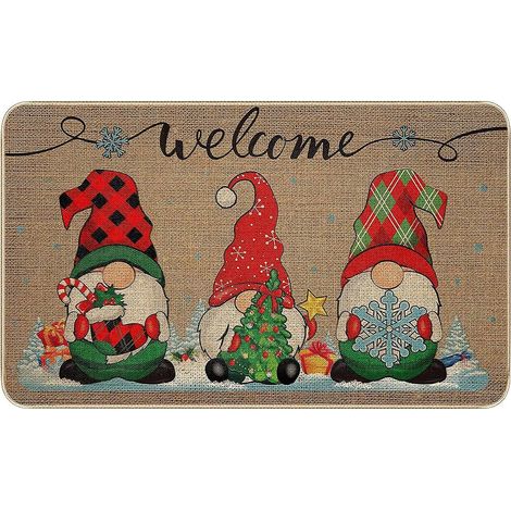 Tapis de porte de Noël patchwork, décoration intérieure antidérapante, pour porte d'entrée ou d'intérieur. (1/5)