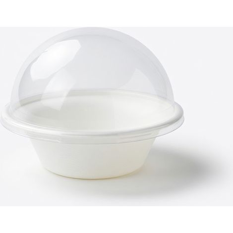 Bol jetable blanc 340 ml avec couvercle en dôme pour dessert glacé