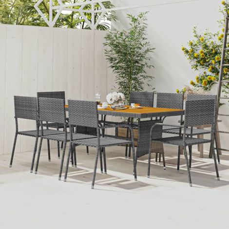 Set da Pranzo per Esterni 9 pz in Polyrattan Grigio vidaXL (1/5)