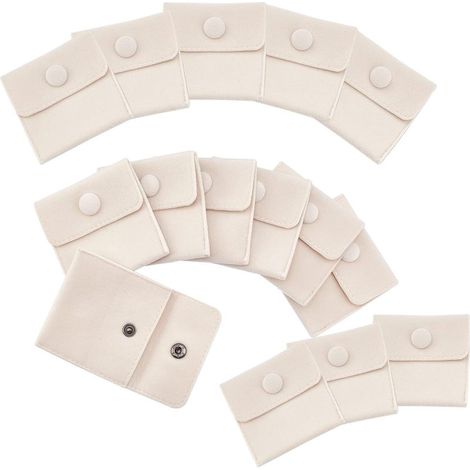 Juego de 15 bolsitas de terciopelo para joyas con cierre a presión, pequeñas bolsitas de microfibra de terciopelo para collares, pulseras, anillos y relojes. (1/5)