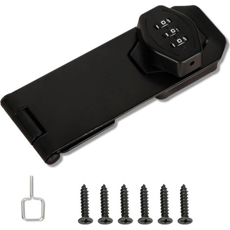 Serrure à Combinaison Pour Placard, Serrure de Code de Porte pour Armoires, Fenêtres, Longueur 12 CM, Serrure à Combinaison à 3 Chiffres Verrou de Porte à Code Pratique et Durable, Noir (1/5)