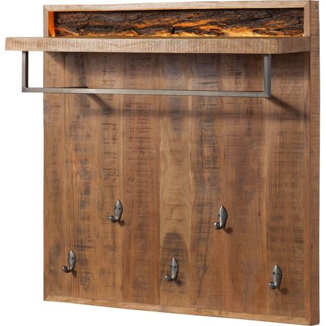 Wandgarderobe Akazie 88x25x88 natur lackiert BARK 119