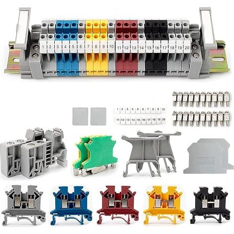 Borne D'alimentation UK 2.5B Kit de Borniers Sur Rail DIN, Borniers Sur Rail DIN, Borniers Sur Rail DIN pour Projets D'automatisation de Bricolage, Automatisation de la Production (1/5)