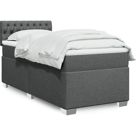 Boxspringbett mit Matratze Dunkelgrau 90x200 cm Stoff