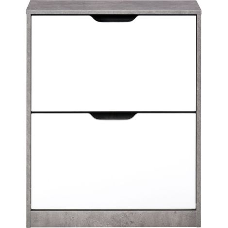 Meuble à chaussures moderne gris 62,5x26x81 cm – 2 tiroirs abattants, étagères réglables, rangement 8 paires (1/5)