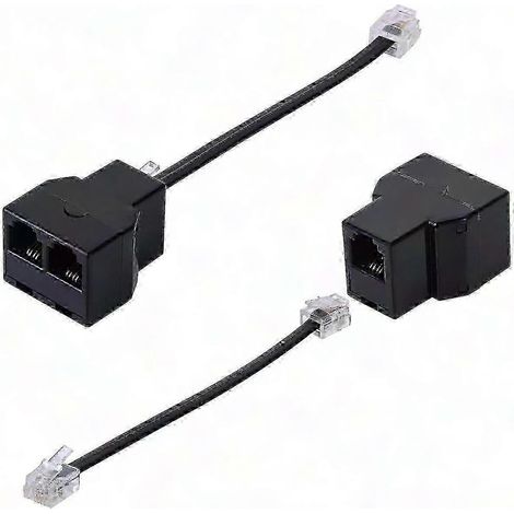 RJ11 Telefon-Splitter, 2er-Pack, Schwarz, Festnetzadapter (1/5)