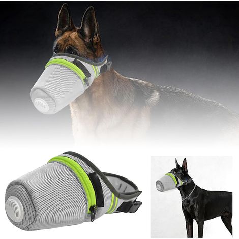 Masque pour chien, réutilisable, respirant, avec filtre à air, masque facial à gaz réglable, masque respiratoire pour chiens de grande et petite taille (gris, taille M) (1/5)