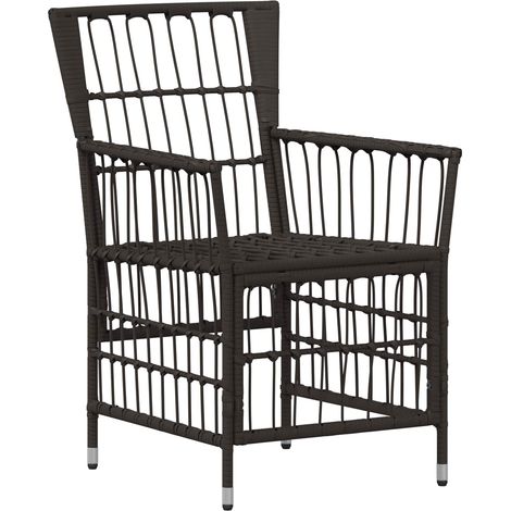 Lot de 2 Chaises de Jardin Fauteuils d'Extérieur Poly Rotin et Acier Noir avec Coussins (1/5)