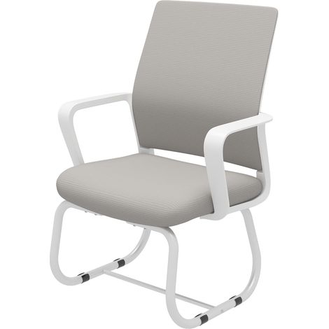 Silla de oficina moderna minimalista de metal y tela gris y blanca (1/5)