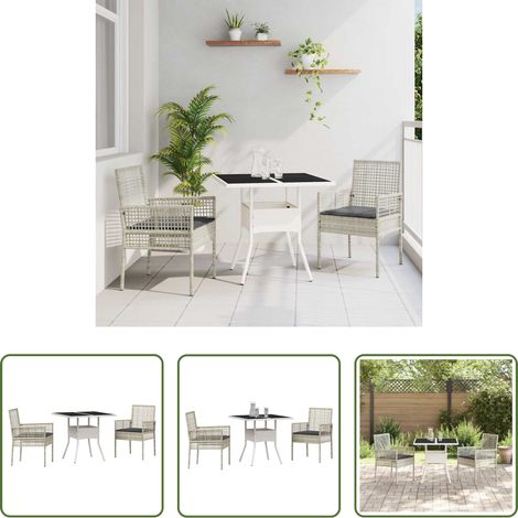 vidaXL Chaises extérieur - Ensemble de salle à manger pour jardin 3 pcs Gris clair (1/5)