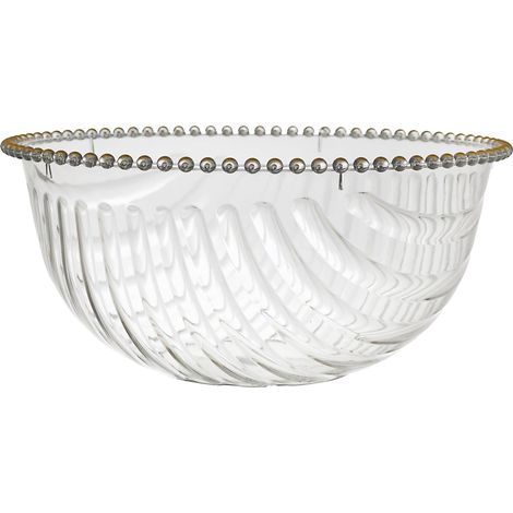 Saladier en Plastique D32cm Modèle Sabah Léger et Résistant Idéal pour Repas en Famille ou Entre Amis Design Raffiné Couleur Transparent Or Taille 32cm (1/2)