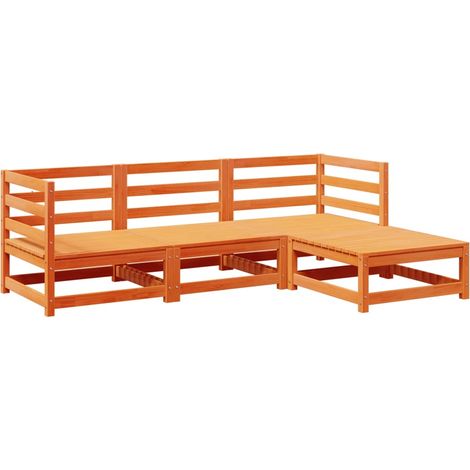 Maison Exclusive - Set Divani da Giardino 4 pz Marrone Cera Legno Massello di Pino