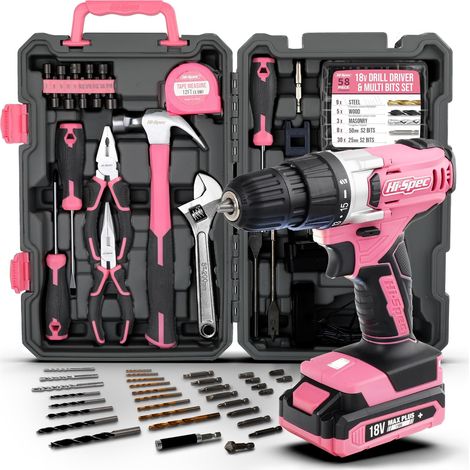 Perceuse-visseuse sans fil 18 V avec boîte à outils de bricolage 81pcs (1/5)