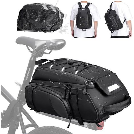 Sacoche de vélo 4 en 1 de 15 L - Sacoche multifonctionnelle - Sacoche simple - Sacoche pour porte-bagages - Réflecteur - Sac bandoulière, sac à main ou sac à dos - Imperméable - Multifonctionnelle - G (1/5)
