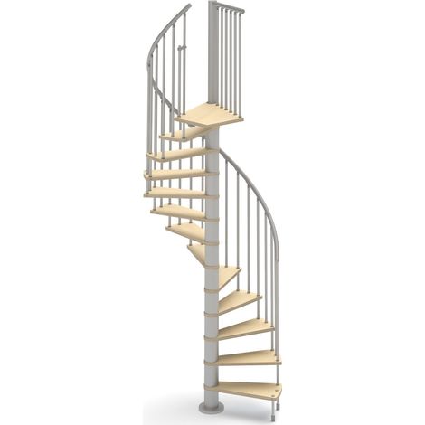 Misterstep – Escalier en colimaçon Ø 138 cm – 13 marches avec rampe tube – Main courante plastique – Pour espaces confinés (1/5)