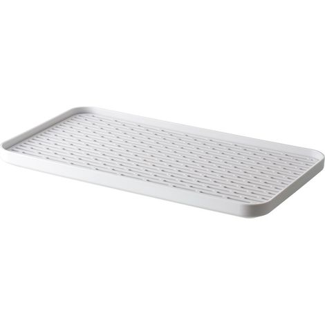 Tappetino scolapiatti da 30 17,5 cm, vassoio raccogligocce, vassoio di asciugatura inclinato a doppio strato in plastica spessa per tazze, ciotole e frutta (grigio) (1/5)