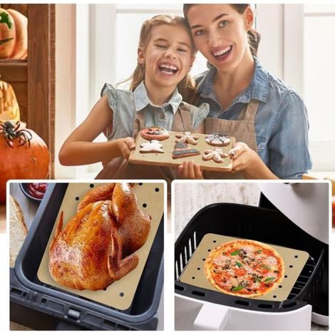 Papier Cuisson Air Fryer - Feuilles Sulfurisées Perforées Antiadhésives - Pour Friteuse À Air - Format 5,5 x 8,1 Pouces - Lot de 125 (1/5)