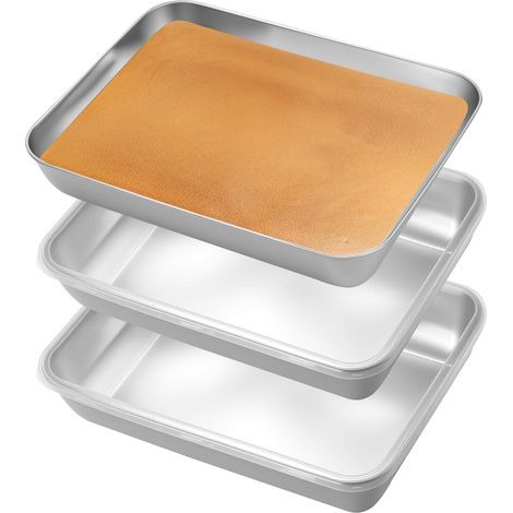Bac de Cuisson en Inox, Bac de Plat Four Inox, Plaques à Paner, Plat Rectangulaire en Acier Inoxydable, Plateau de Cuisson Four pour Paner Tranches de Viande Poisson (25,5 x 20 x 5,5 cm) (1/5)