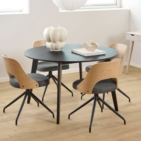 Table à manger ronde 120x120x76 cm effet chêne noir - HOKAÏ (1/5)
