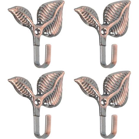 4pcs Feuille de fer - forme rideau Tieback crochets avec vis, mur monté draperie retenues pour rideaux, serviettes, manteaux, Bronze (1/5)