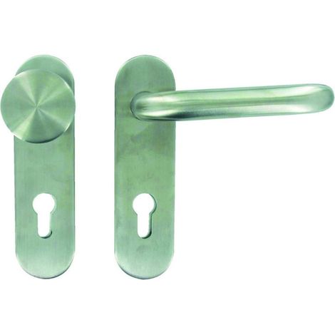 Béquille et bouton fixe sur plaque inox M2X pour porte PROGET et GALAXIE - NINZ