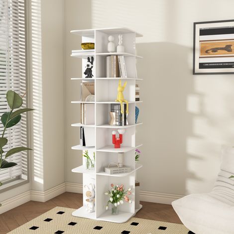 Scarpiera 60x60x184 cm bianca, girevole a 360°, 7 livelli, PVC MEUBLIV (1/5)