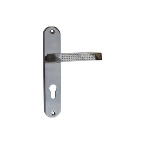 Quincadeco – Poignée de porte intérieure ronde en aluminium nickel mat – Entraxe 195mm – Compatible avec serrures à relevage – Épaisseur de porte 38 à 46mm